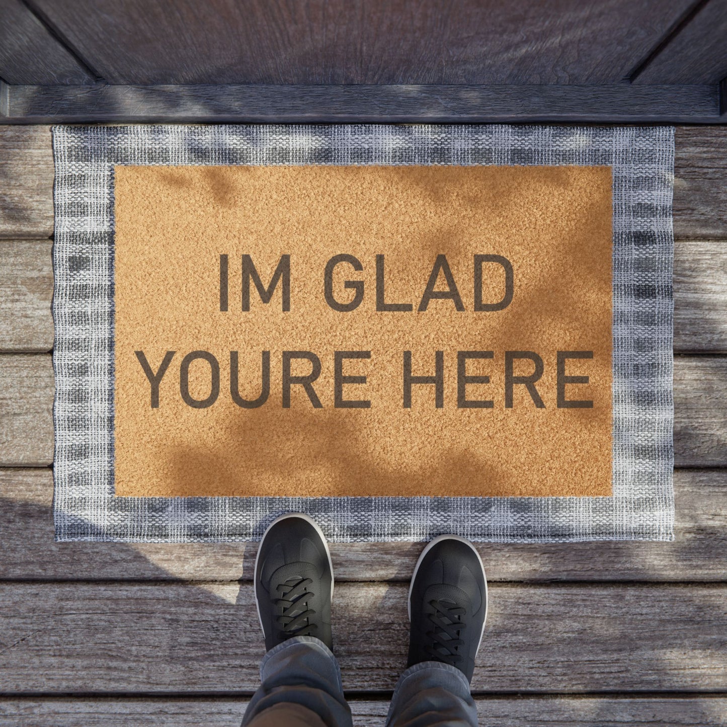 "I'm Glad You're Here" Front Door Welcome Mat