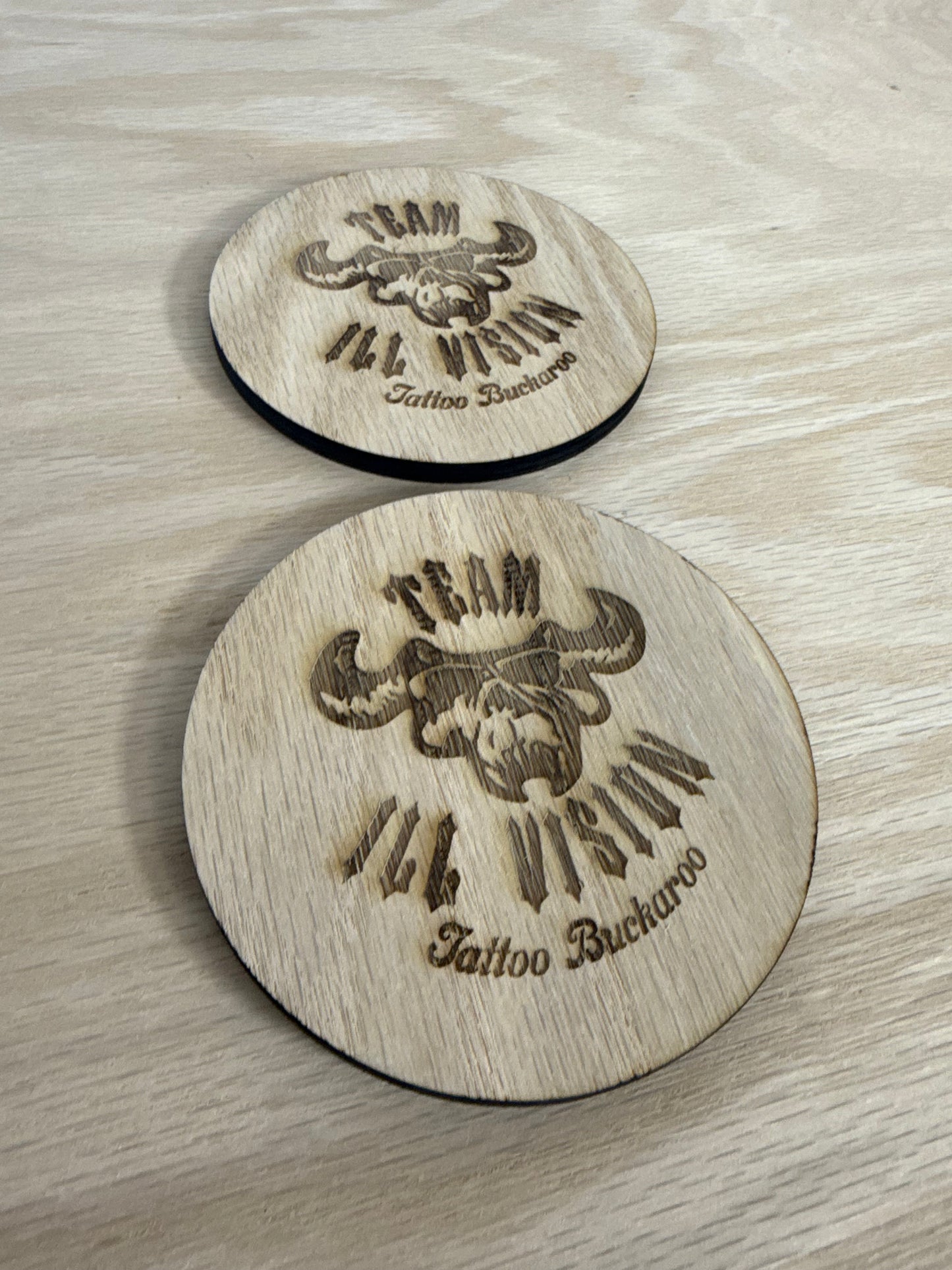 Team Ill Vision oak wood coaster (no sealant)