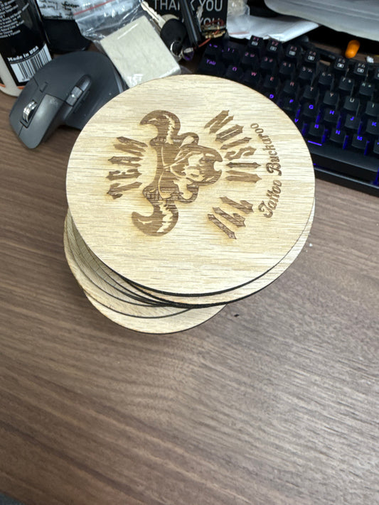 Team Ill Vision oak wood coaster (no sealant)