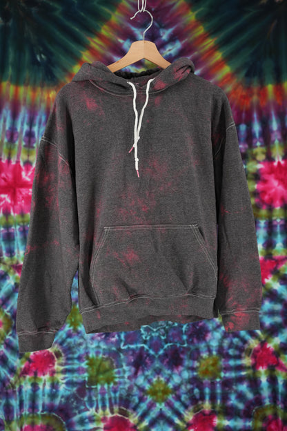 Dark Grey Splashed With Washed Out Crimson Hoodie